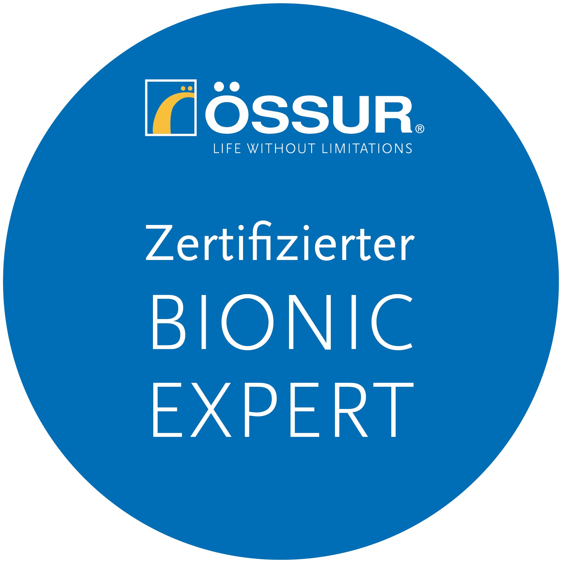 Oessur zertifiziertes Bionic Expert Zentraum - Plakette - copyright by Ossur