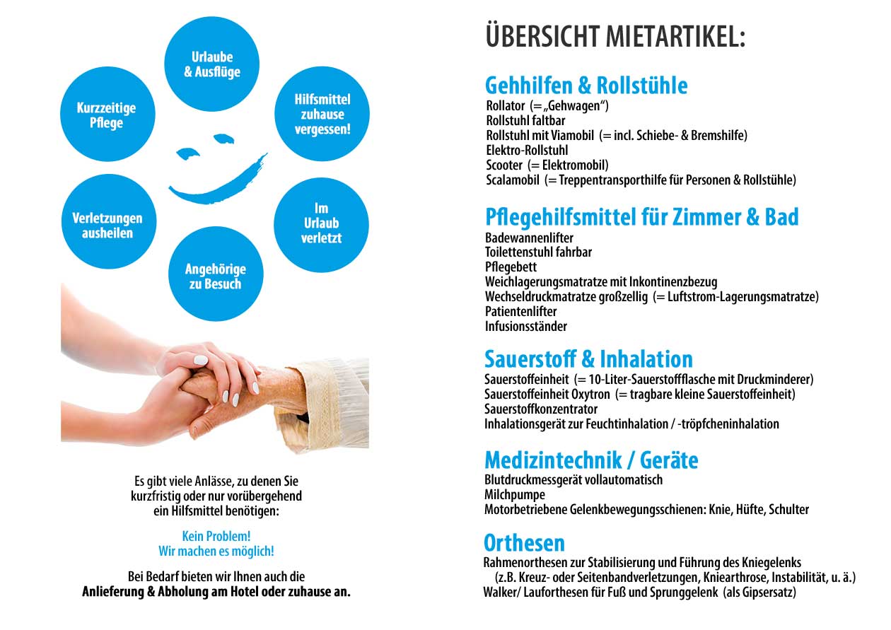 Hilfsmittel zur Miete: Hilfsmittelvermietung im Raum Niederbayern/ Südöstbayern und angrenzendes Oberösterreich über das reha team Mais in Passau, Pocking, Vilshofen, Osterhofen und Waldkirchen