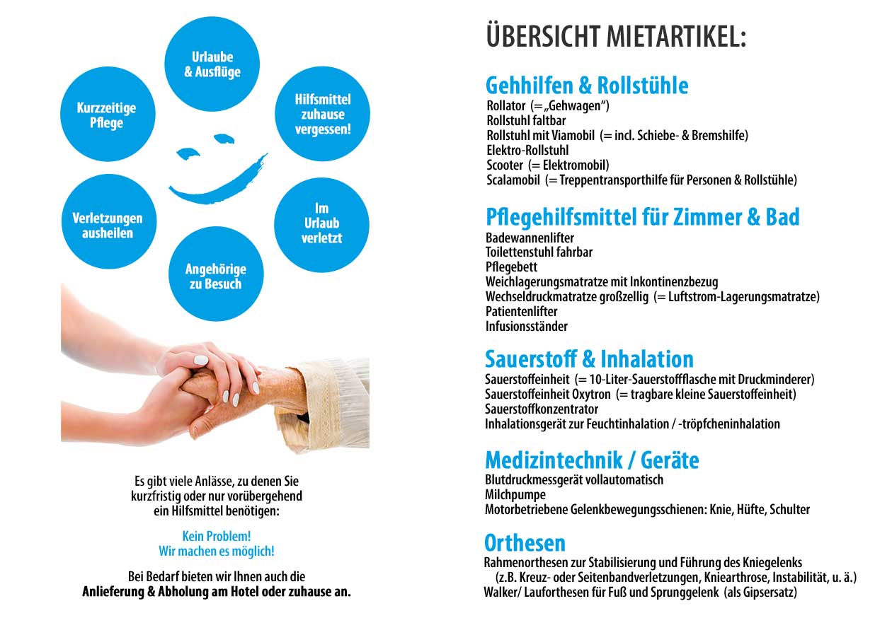 Hilfsmittel zur Miete: Hilfsmittelvermietung im Raum Niederbayern/ Südöstbayern und angrenzendes Oberösterreich über das reha team Mais in Passau, Pocking, Vilshofen, Osterhofen und Waldkirchen