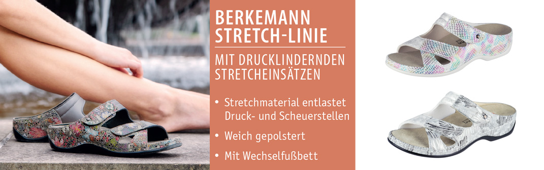 Berkemann Stretch-Line: Das Bequemschuhsortiment mit Druckentlastungszonen für schmerzende Füße wie zum Beispiel bei HalluxValgus