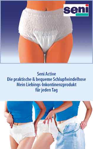 Schlupfwindelhose Seni Active - der perfekte Einwegslip für Pflegebedürftige, die noch selbst zur Toilette gehen können: Die Inkontinenzpanty kann einfach hoch und runter gezogen werden, wie eine normale Unterhose, nur saugstark und zum Einmalgebrauch. by TZMO