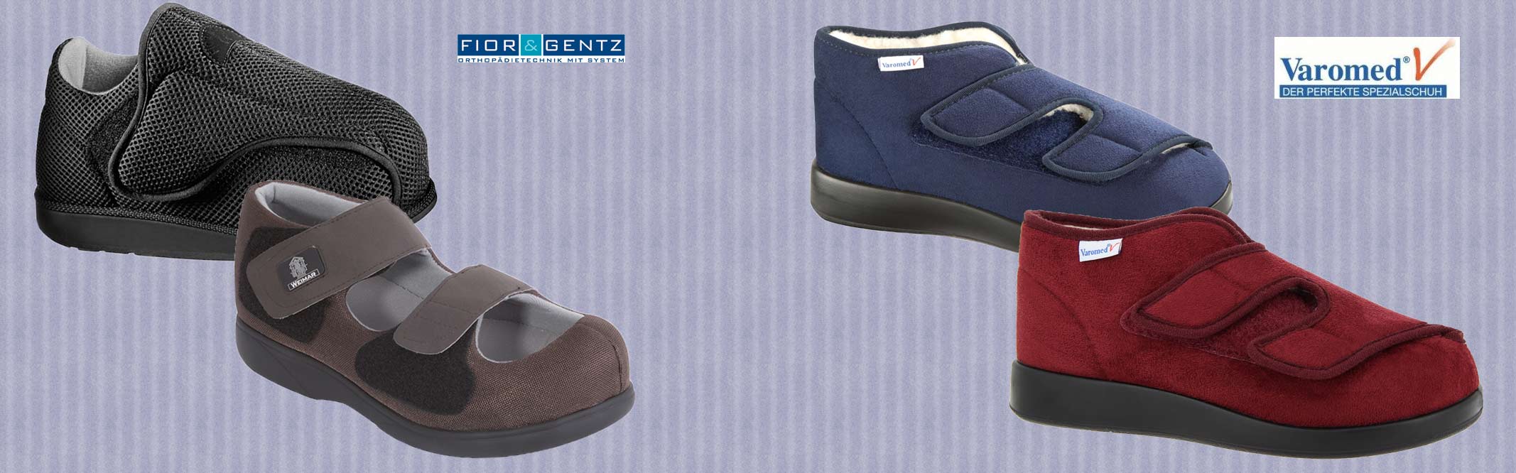 Verbandschuhe mit Klettverschluß der Marken Varomed Florett und Fior & Gentz in verschiedenen Farben