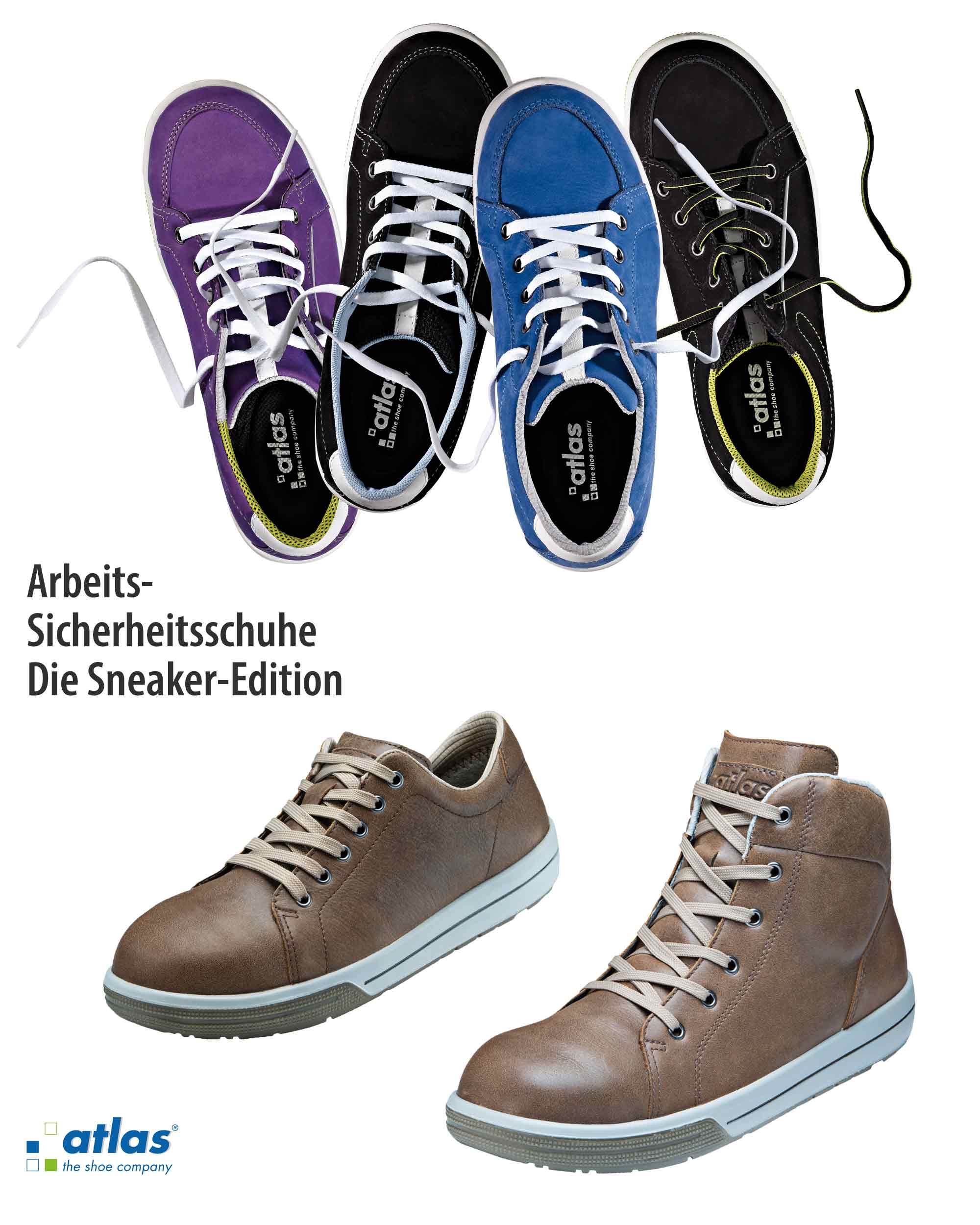Arbeitssicherheitsschuhe von Atlas im modernen Sneakerdesign! Sicherheitsschuhe mit Style und Schuheinlageneignung