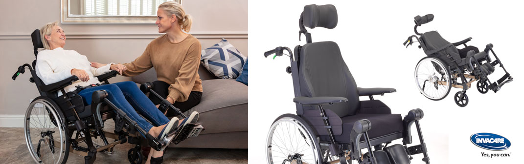 Der Multifunktionsrollstuhl Rea Clematis Pro von Invacare eignet sich perfekt als Pflegerollstuhl! Die Sitzkantelung mit Kopfstütze und weicher Rundumpolsterung ermöglicht es, dem Patienten im Stuhl zu liegen.