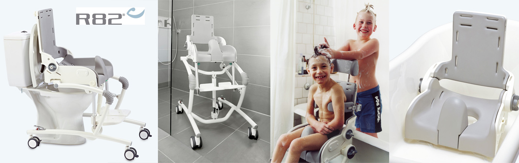 R82 Flamingo Multifunktionales Körperpflegehilfsmittel für Kinder und Jugendliche mit Behinderung: Kinder-Badewannensitz, Kinder-Duschstuhl, Kinder-Duschtoilettenstuhl, Kinder-Toilettenstuhl